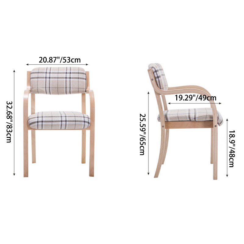 Contemporary Nordic Wood Cotton Linen Fabric PU Leather Velvet Sponge Square Dining Chair Backrest Armrest For Dining Room