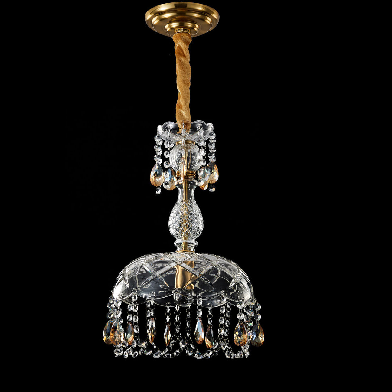 Modern Luxury Crystal Hanging Dome 1-Light Pendant Light
