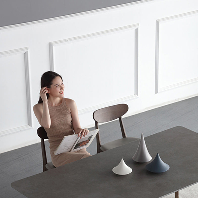 Contemporary Nordic Rectangular Ash Wood Slab Dining Table & Chair Set For 4/6 Seats