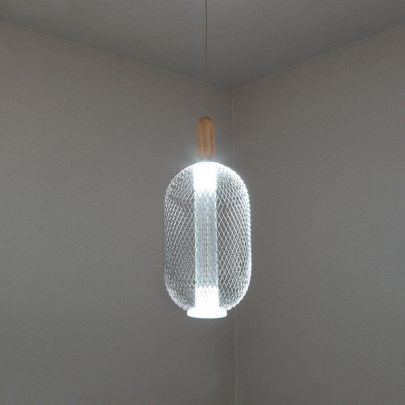 مصباح LED معلق بظل شبكي زجاجي حديث 