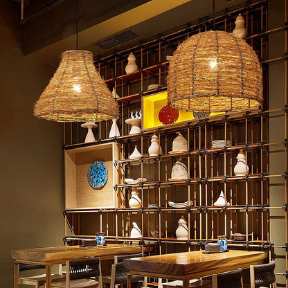 Modern Bamboo Weaving 1-Light Pendant Light