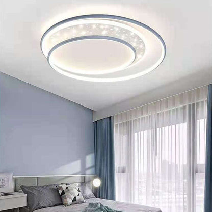 Modern Creative Children's Round Star Aluminum Acrylic LED Flush Mount Lighting