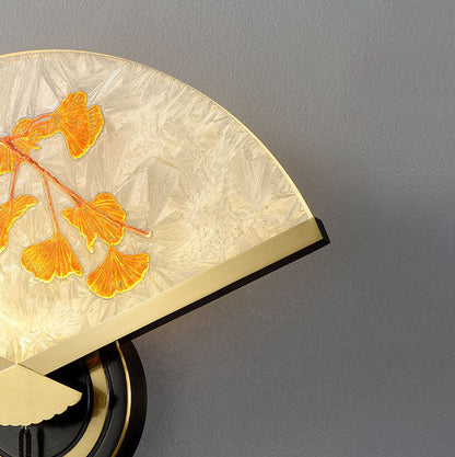 Traditional Chinese Scalloped Copper Magnesium Acrylic LED Wall Sconce Lamp For Bedroom