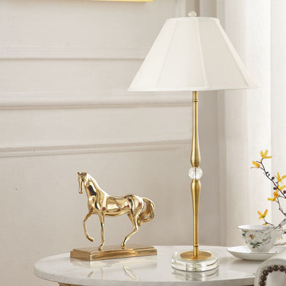 European Luxury Fabric Pleated Cone Long Pole 1-Light Table Lamp