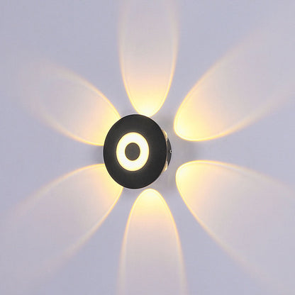 مصباح حائط LED دائري من الألومنيوم بتصميم إسكندنافي معاصر للفناء الخارجي 