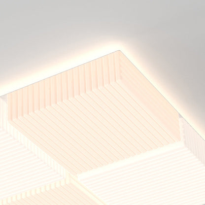 モダンでシンプルなリブ付きPEキューブシェードLEDフラッシュマウントシーリングライト（リビングルーム用） 