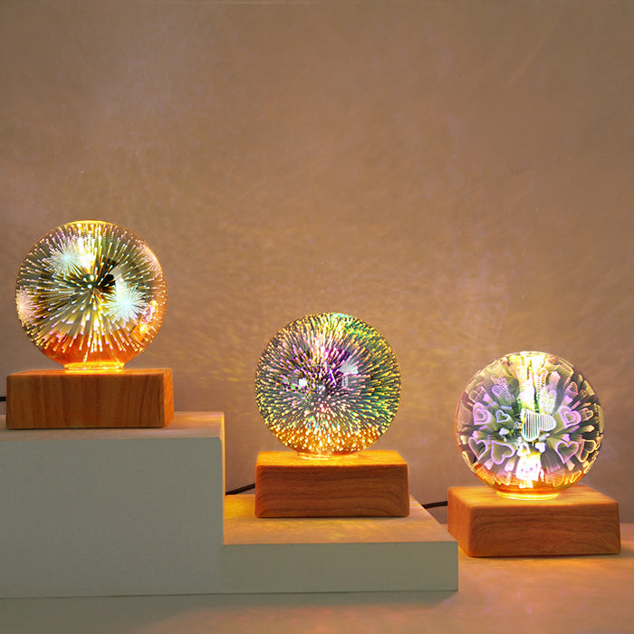 Colorful Glass Ball USB Plug-in 1-Light LED Decorative Table Lamp