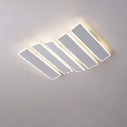 現代的なシンプルさを演出するアクリル製ストライプ模様の魚の骨型LEDフラッシュマウントシーリングライト（リビングルーム用）