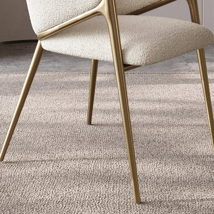 Contemporary Luxury Round Lambswool Carbon Steel Legs Dining Chair Backrest Armrest For Dining Room