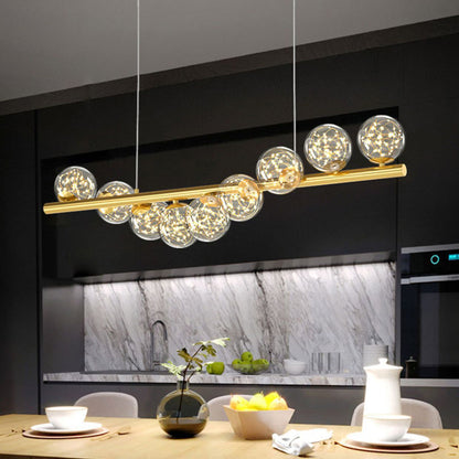 Contemporary Scandinavian Glass Magic Bean Long Strip 7/9/11 Light Island Light Chandelier For Dining Room