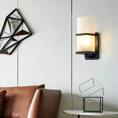 مصباح حائطي صناعي خارجي مقاوم للماء بعمود زجاجي مصنفر بضوء واحد 