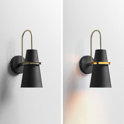Contemporary Scandinavian Iron Cylinder Horn 1-Light Wall Sconce Lamp For Bedside