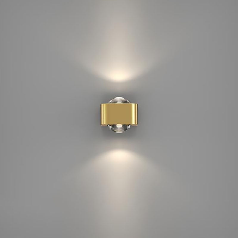 Modern Minimalist Copper Rounded Cuboid Up And Down Luminous LED Wall Sconce Lamp For Bedroom
