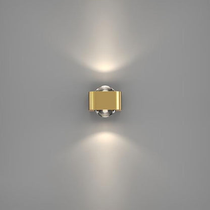 Modern Minimalist Copper Rounded Cuboid Up And Down Luminous LED Wall Sconce Lamp For Bedroom