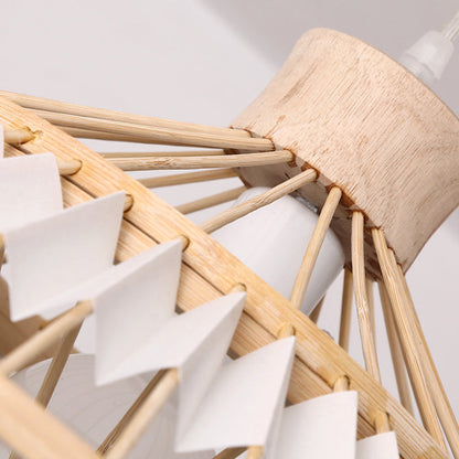 Traditional Chinese Bamboo Weaving Umbrella Shape 1-Light Pendant Light For Dining Room