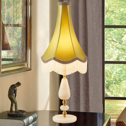 Modern Light Luxury Fabric Fringed Horn 1-Light Table Lamp