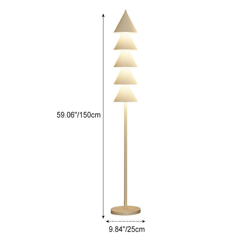 Modern Minimalist Iron PVC Cone Christmas Tree LED Standing Floor Lamp For Living Room
