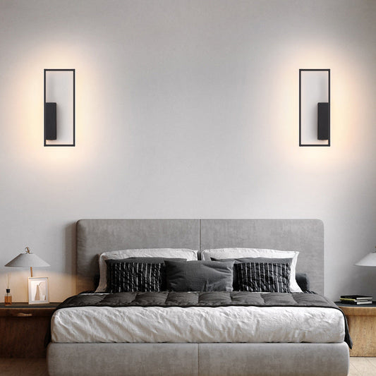 مصباح حائط LED من السيليكون الحديدي بتصميم مستطيل عصري بسيط لغرفة المعيشة 