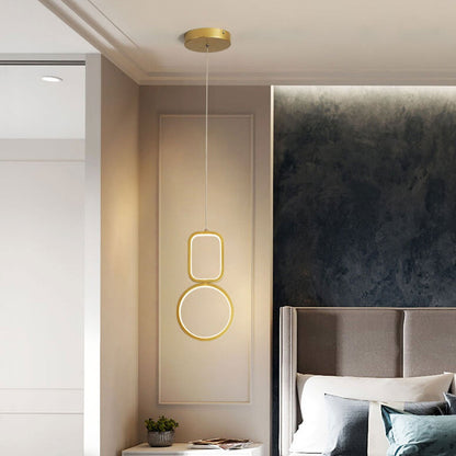 مصباح LED معلق على شكل حلقة هندسية من الحديد بتصميم إسكندنافي بسيط 