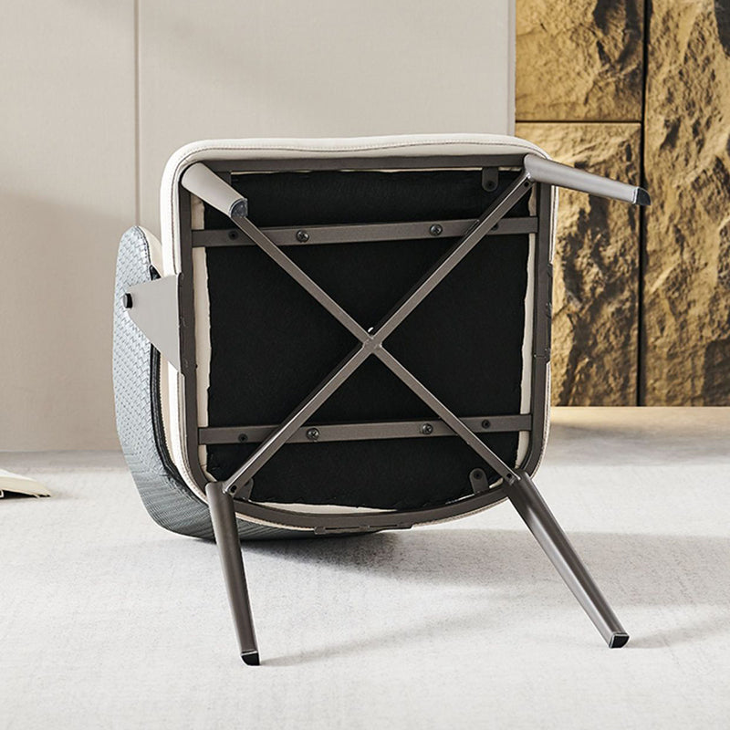 Contemporary Scandinavian PU Leather Carbon Steel Sponge Square Lozenge Dining Chair Backrest Armrest For Dining Room