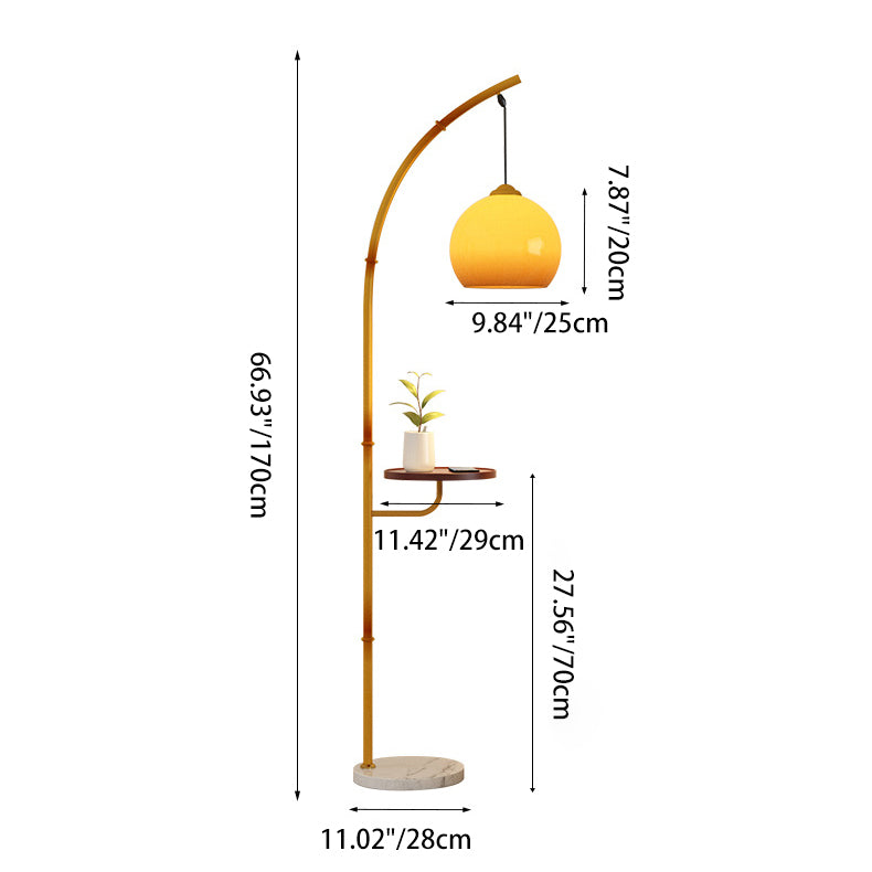 Traditional Vintage Moonlight Glass Ball Shade Marble Base 1-Light Standing Floor Lamp For Study