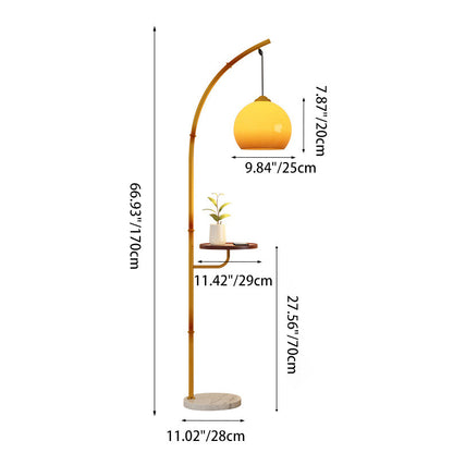 Traditional Vintage Moonlight Glass Ball Shade Marble Base 1-Light Standing Floor Lamp For Study