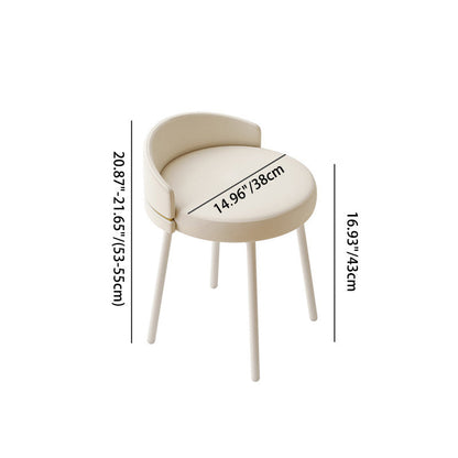 Modern Minimalist Round Cotton Linen Artificial Leather Iron Vanity Stool Low Backrest For Bedroom