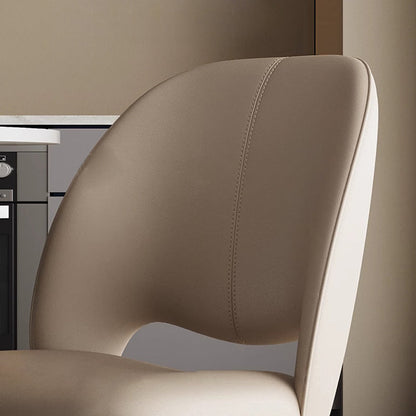 Contemporary Nordic Square Curved Upholstered Microfiber Leather Stainless Steel Dining Chair Backrest For Dining Room