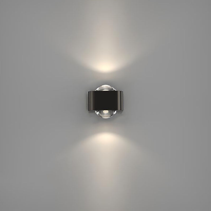 Modern Minimalist Copper Rounded Cuboid Up And Down Luminous LED Wall Sconce Lamp For Bedroom