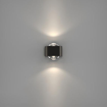 Modern Minimalist Copper Rounded Cuboid Up And Down Luminous LED Wall Sconce Lamp For Bedroom