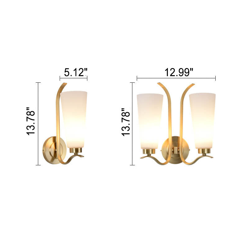 European Light Luxury All Copper Glass 1/2-Light Wall Sconce Lamp