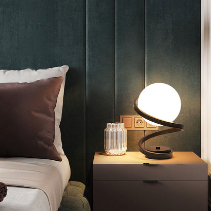 Modern Minimalist Curved Shape Ball Iron Acrylic LED Table Lamp