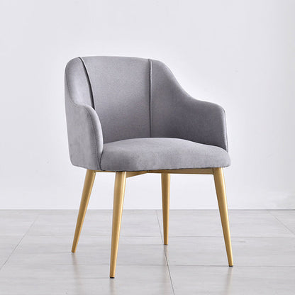 Contemporary Nordic Curve Fabric Upholstered Dining Chair Backrest Armrest For Dining Room