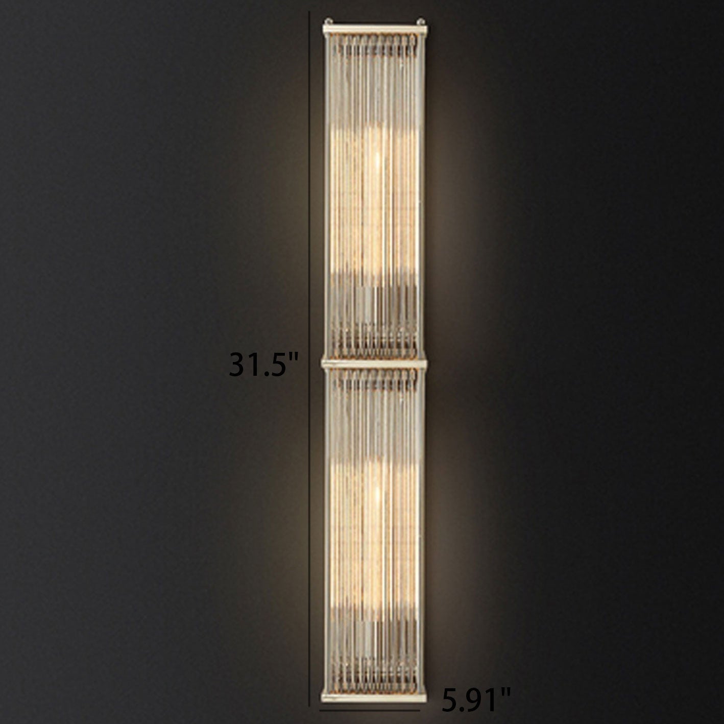 Modern Light Luxury Rectangular Hardware Glass 1-Light Wall Sconce Lamp