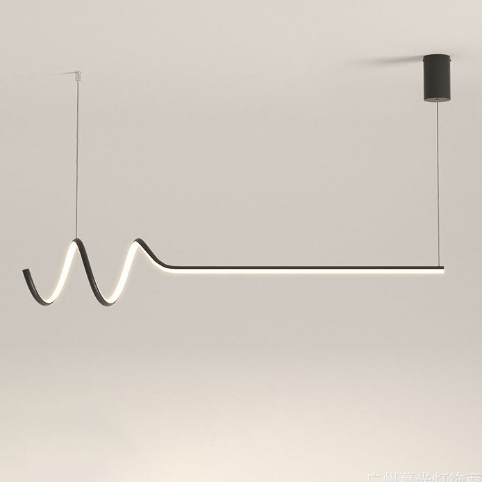 ثريا إضاءة LED طويلة لولبية من الألومنيوم بتصميم عصري بسيط لغرفة الطعام