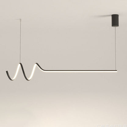 ثريا إضاءة LED طويلة لولبية من الألومنيوم بتصميم عصري بسيط لغرفة الطعام