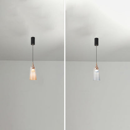 Contemporary Nordic Gradient Acrylic Cup Shade Aluminum LED Pendant Light For Dining Room
