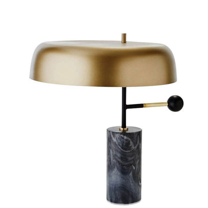 Modern Light Luxury Gold Shade Marble Column Base 1-Light Table Lamp