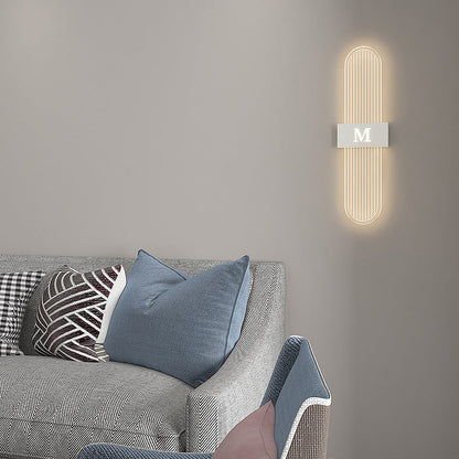 Modern Luxury Iron Acrylic Elliptical Strip Pointed LED Wall Sconce Lamp For Living Room