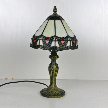 Tiffany Vintage Stained Glass Flower Dome 1-Light Table Lamp