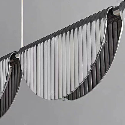 現代的なシンプルさを備えたガラスアクリル製半円形シェードLEDアイランドライトシャンデリア（リビングルーム用）