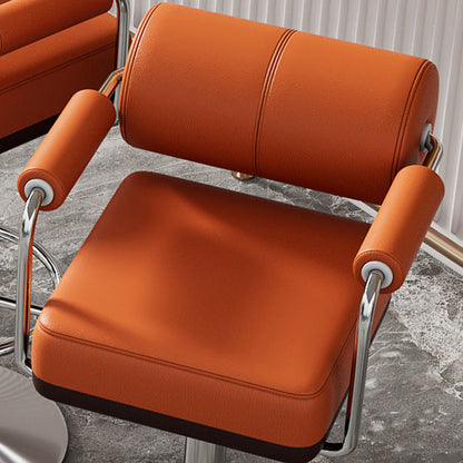 Modern Luxury Square Cylindrical Artificial Leather Metal Bar Stool Backrest Armrest For Dining Room