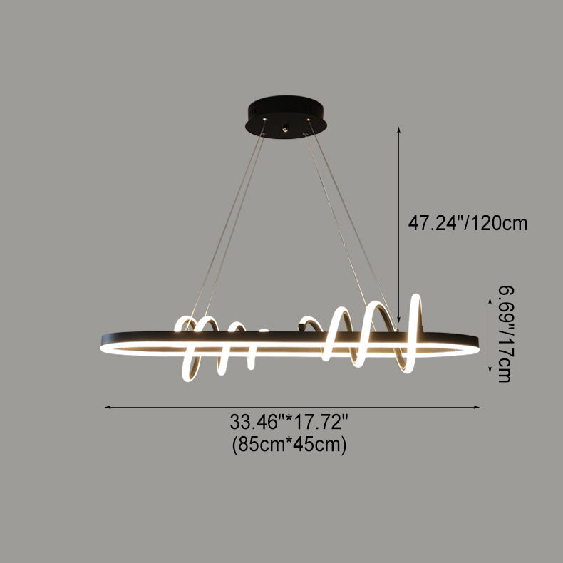 Modern Minimalist Oval Spiral Iron Aluminium Silicone LED Island Light Chandelier For Dining Room