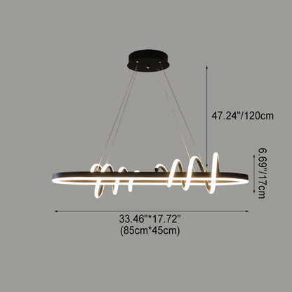 Modern Minimalist Oval Spiral Iron Aluminium Silicone LED Island Light Chandelier For Dining Room