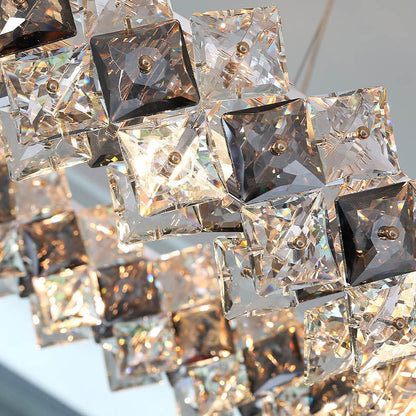 Contemporary Luxury Crystal Diamond Circle Plated Hardware 5/6/7/8/10/14 Light Chandelier For Living Room