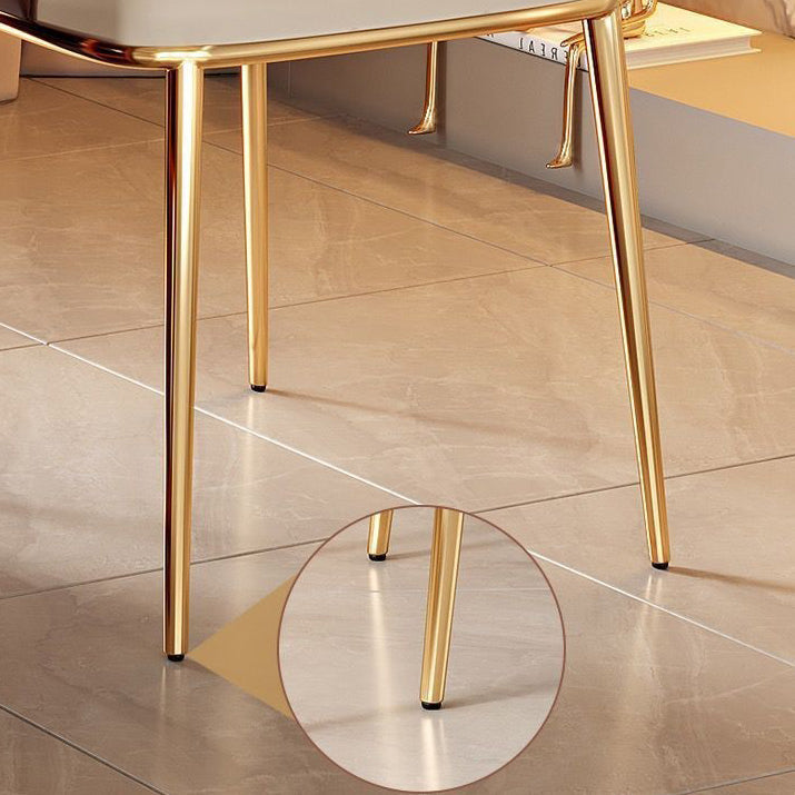 Modern Minimalist Square Stainless Steel Microfiber Leather Foam Dining Chair Four Legs Backrest For Dining Room