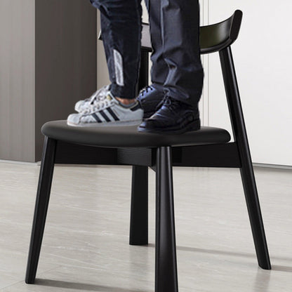 Contemporary Nordic Square Upholstered Curved Microfiber Leather Wood Dining Chair Backrest For Dining Room