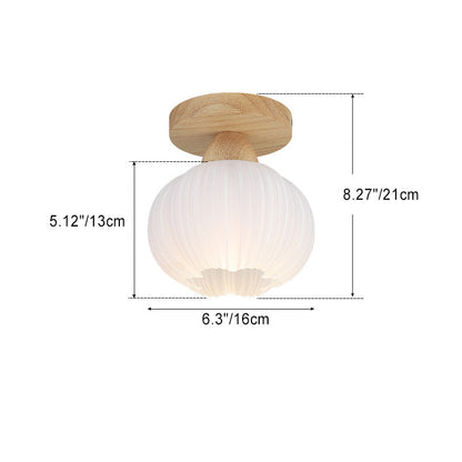Contemporary Vintage Flower Wood Acrylic 1-Light Semi-Flush Mount Ceiling Light For Living Room