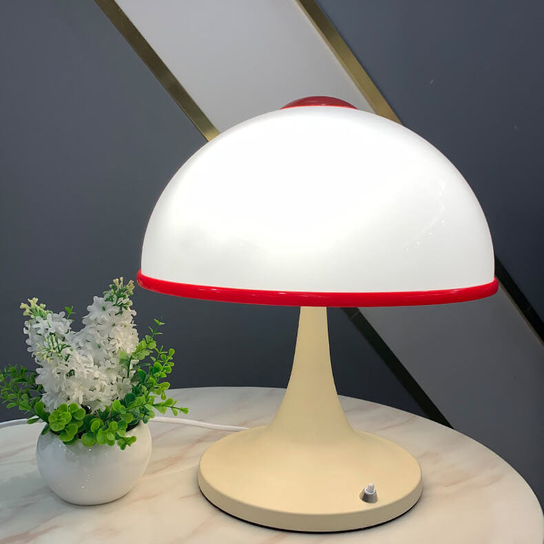 Modern Cream Mushroom Metal 1-Light Table Lamp