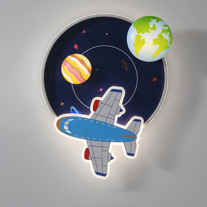 Cartoon Creative Aircraft Space LED Kids Flush Mount Ceiling Light